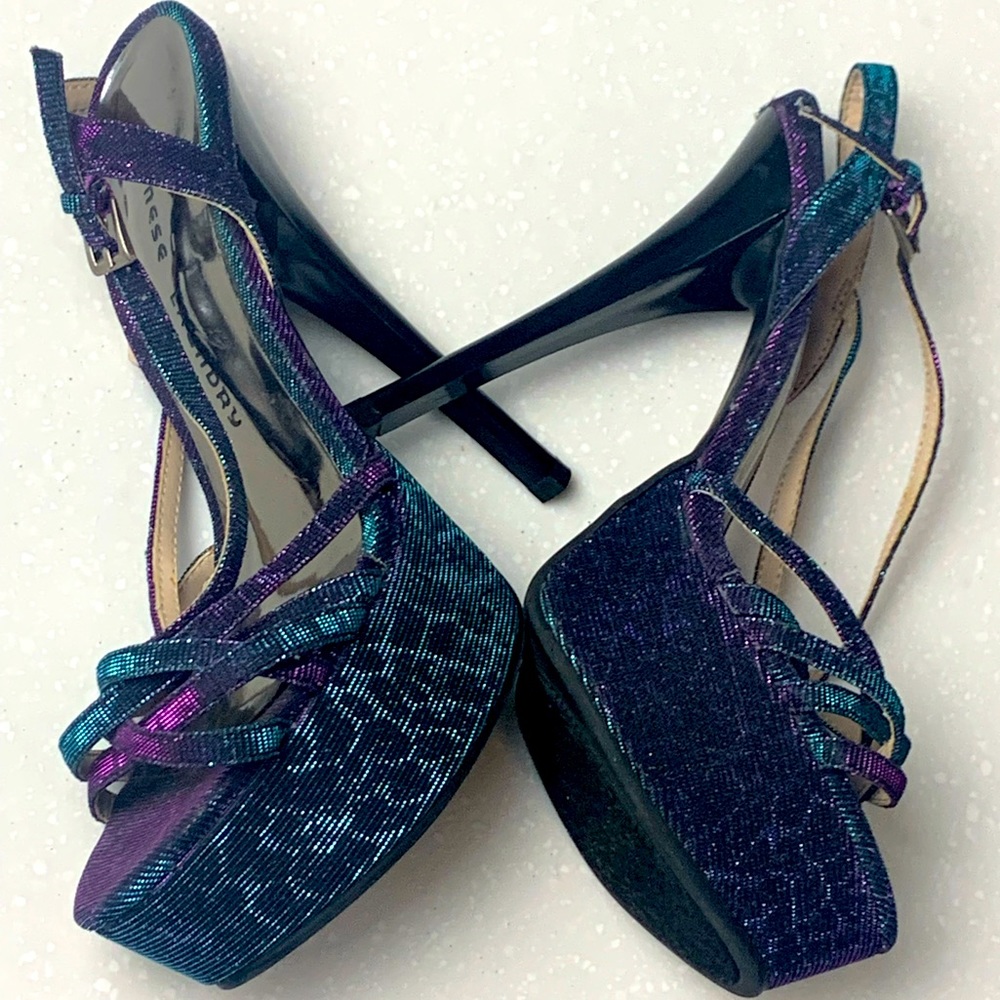 Chinese Laundry Purple And Blue Tippy Top Platform Heels Size 7.5